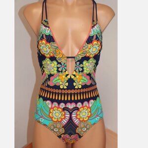 Nanette Lepore Swimsuit Bikini 1 one piece size XS Multi Criss Cross Back